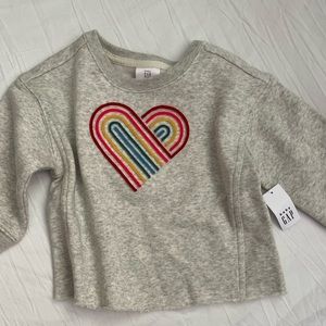 12-18 months rainbow heart sweatshirt (my baby found the tag and took it off)